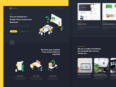 UX Orbit Design | Landing Page Dark Mode dark mode dark ui design illustration illustrator team teamwork ui uidesign ux web web design yell