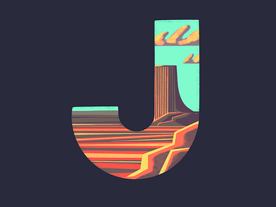 J: 36 Days of Type 36 days of type background desert environment illustration landscape plateau procreate red rock
