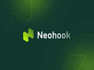 Neohook abstract bold branding corporate crypto digital finance fintech futuristic gradient h letter logo market money monogram n payment sport technology