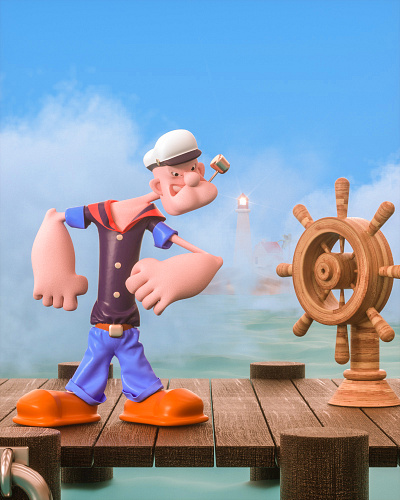 Popeye the Sailor c4d design illustration mascot roles three dimensional ui 三维