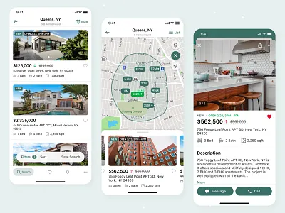 Real Estate App - Mobile 2020 trend app app concept application clean design designer flat housing interface ios app listings map property marketing property search real estate rent search ui ux ux