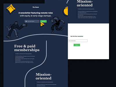 The Memo | Proposal 2/3 blue branding dark design desktop illustration jazzy line ui website