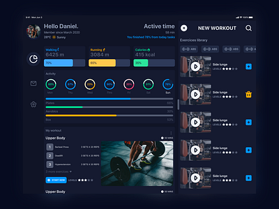 Fitness UI Dashboard app dashboard exercices fitness gym ui ux workout