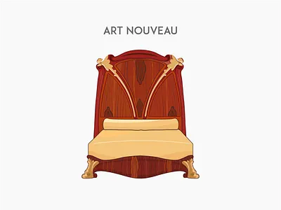 Art Nouveau bed bed flat furniture vector