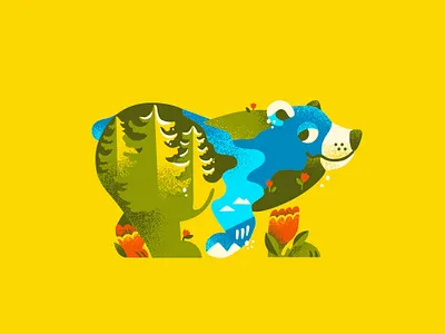 Shapes of Nature 1 of 4 bear bear illustration enviromental illustration nature nature illustration vector art