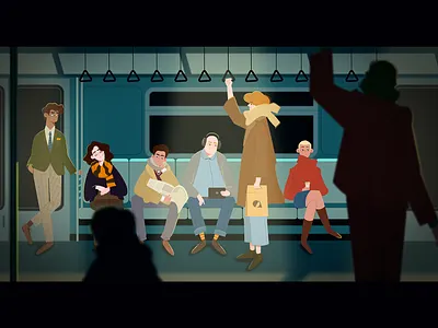 Subway 2d animation boy cartoon character characterdesign design girl illustration jocker man noise nyc subway texture train underground vector video