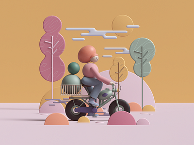 Ride 3d abstract c4d cinema4d colors design flowers geometric illustration nature octane octanerender paper petertarka photoshop plants render ui uiux web