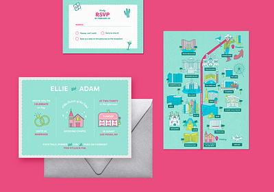 Vegas Wedding Suite illustration invitations print design stationary wedding