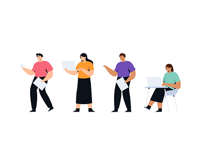 Muda mudi - Startup & Teamwork Illustrations app character design flat illustration landingpage mobile office people studio team teamwork ui vector work