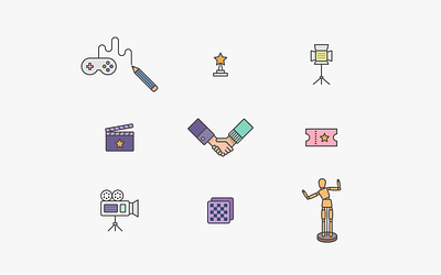 some icons cinema film icon illustration line movie production