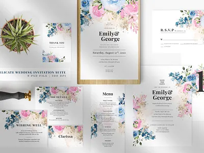Delicate Wedding Invitation Suite anniversary bride design elegant feminine floral groom invitation invitations invite minimal modern paper party watercolor wedding card wedding invitation wedding invitations wedding invite weddings