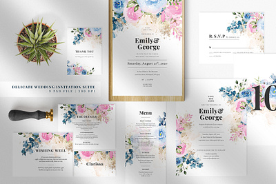 Delicate Wedding Invitation Suite anniversary bride design elegant feminine floral groom invitation invitations invite minimal modern paper party watercolor wedding card wedding invitation wedding invitations wedding invite weddings