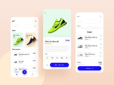 Nike - Shop App UI cart clean design figma leonardophoenix mobile ui nike nike shoes nike shop shoes app shop shopping app shot sketch sketchapp ui ui ux uiux ux