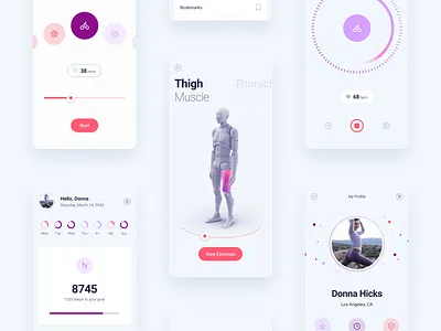 Fitness Mobile App app clean colorful design fitness flat free freebie gym gym app ios minimal orange purple simple ui ui kit ux workout