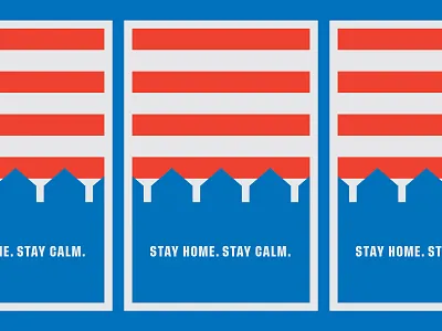 Stay Home. Stay Calm. blue covid covid19 design illustration poster red screenprint