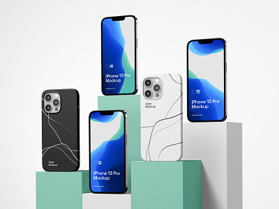 iPhone 13 Pro Mockups PSD Scenes app branding bundle case design download identity iphone iphone13 logo mobile mockup mockups psd template typography website