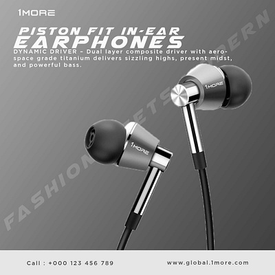 1More EarPhone banner banner ads branding design flat minimal portfolio typography web