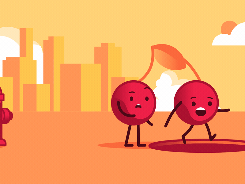 Avo - Cherries animation cheeries colors fall gif hole illustration motion design rubberhose2 run cycle running sail ho studio sho studio vector