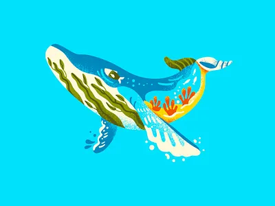 Shapes of Nature 2 of 4 enviromental ocean illustration vector art whale whale illustration