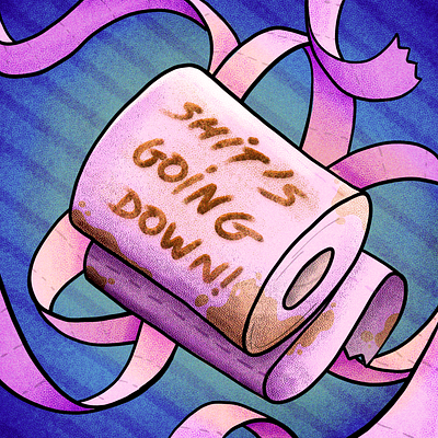 Shit's going down down fascinating going going down illustration lettering paper pink shit shitty spoon toilet toilet paper toiletpaper typogaphy wc