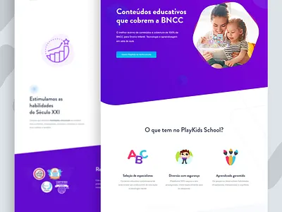 PlayKids School brand identity design educacional illustration kids purple teachers web web responsive webdesign webschool website