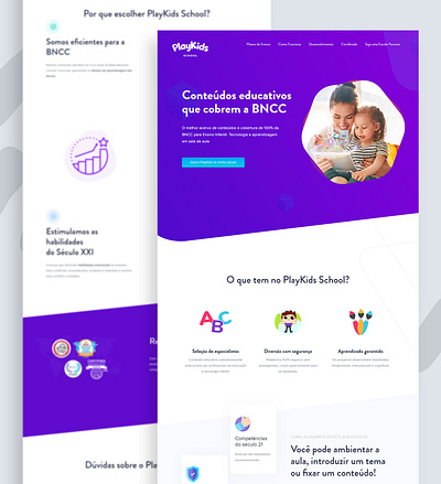 PlayKids School brand identity design educacional illustration kids purple teachers web web responsive webdesign webschool website