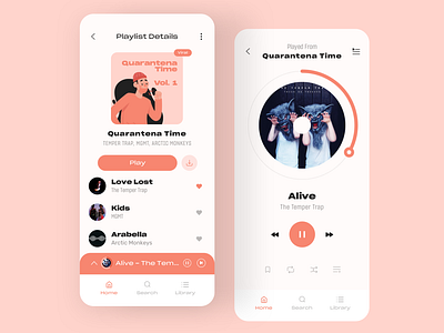 Music Player | Quarantine Playlist apple music concept covid 19 covid19 dailyui interface music music app music player music player app music player ui music streaming play redesign spotify streaming app ui ux