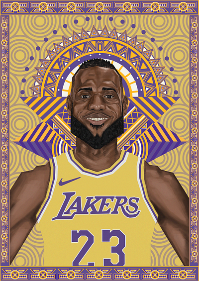 LeBron James african african american art basketball digitalart illustraion lakers nba poster pattern portrait sport tribal usa