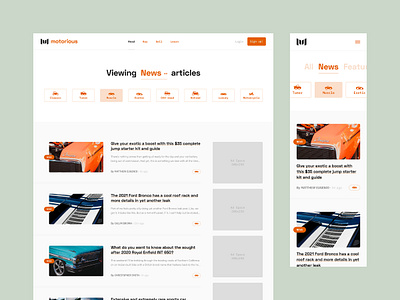 Motorious – Article list articles auto automotive beta car classic car classifieds desktop editorial marketplace mobile mobile responsive news river ui ux web design wireframes