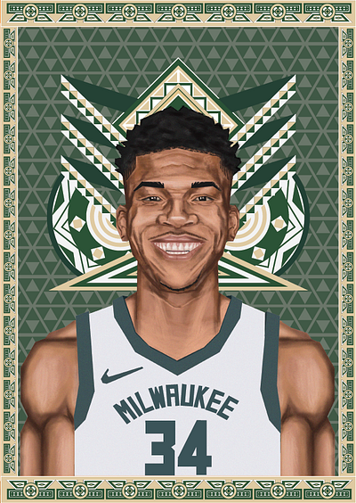 Giannis Antetokounmpo african art basketball digitalart greece illustration nba poster portrait sport usa