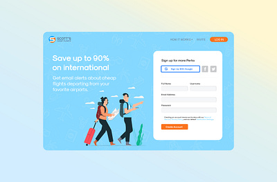 Scotts Cheap Flights - Sign Up Page 001 design ui uidesign web