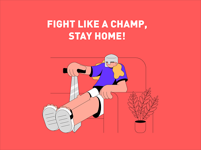 Champ champion character coronavirus design design art epidemic flat flat art flat design home illustration illustration art illustrator knight stay home sword vector vector design