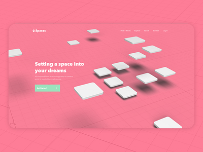 3D moldeling | Spaces 3d app branding colors illustration pink red ui ux vector web