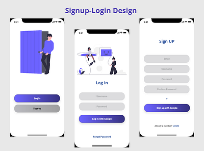 Daily UI Challenge: Day 1 Login Signup app illustration login login design signup design