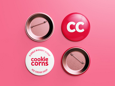 Cookie Corns Team Pins branding business business branding clean creative creativity design studio design system graphic design graphic designer icecream lettering lettermark logo mark monogram pin pink pins shop wordmark