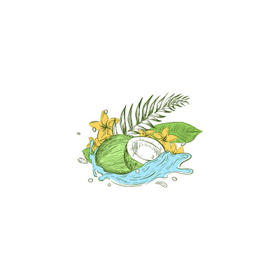 Oasis 99designs coconuts fresh hand drawn illustration logo sketch vector wave