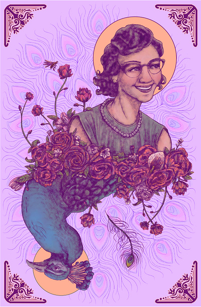 Flannery O'connor art digital draw drawing flannery illustraion interview peacock writer
