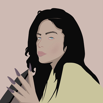 Billie Rollingstone Polaroid billie eilish illustration vector
