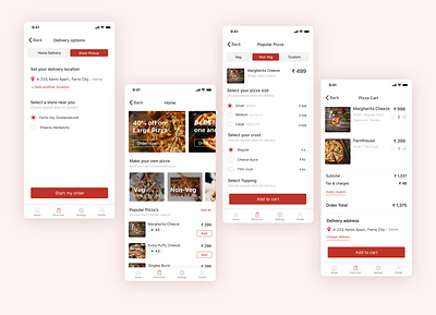 Pizza Ordering Application app application design pizza pizza app ui