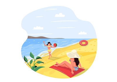 "Beach" illustration in vector app design flat illustration illustrator minimal modern vector web website