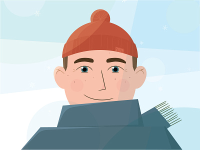 Self-Portrait, Vector Illustration adobe illustrator beanie blue boy card christmas cold face hat illustration man overlay scarf self portrait self portrait snow vector winter