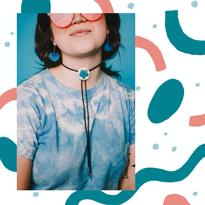 Bolo Tie Promo 3 by Emily Small bold daisy digital drawing digital illustration flowers geometric graphic art hand drawn hand made instagram post ipad pro art pattern pattern art pattern design procreate shapes social media design social media icons tie dye vector