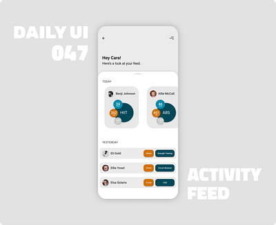 047_Activity Feed activity design activity feed activity tracker app design daily100challenge dailyui dailyuichallenge day 47 fitness app flat design friend activity friend feed ios design mobile design ui ux