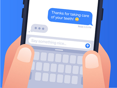 Texts for Teeth dental dentist design flat illustration minimal patient people smile sms texting waiting