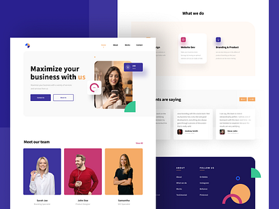 Oracle - Landing page exploration branding business clean color creative agency dekstop footer geometic landingpage minimalist pattern professional profile responsive shape team testimonial ui uidesign website