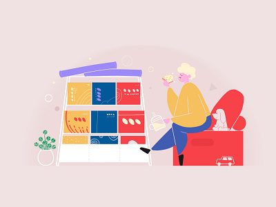 Baby's reading corner animation branding design flat illustration typography vector 平面 插图 设计