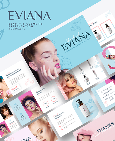 EVIANA – Beauty & Cosmetic Powerpoint Template beautiful beauty beauty salon body care cosmetics cosmetology face female girl hair makeup model skin skin care skincare spa treatment wellness woman
