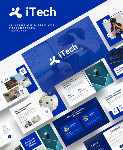 iTech – IT Solutions & Services Powerpoint Template blue computer cyberspace digital engineering future futuristic hardware innovation internet it it solution modern network robot robotic system tech technical technology