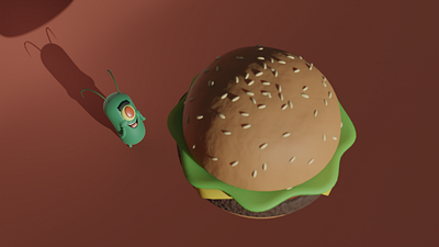 Happy Plankton 3d blender blender3d burger cartoon krabby patty plankton spongebob spongebob squarepants