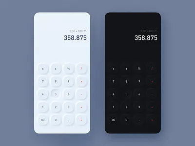 Calculator mobile ui app calculator design interface soft ui